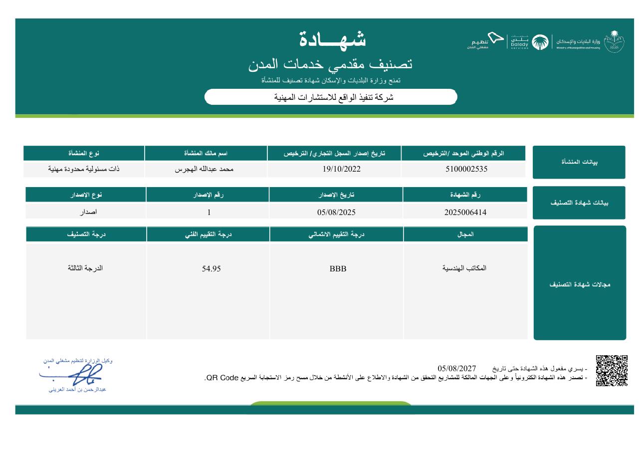 تصنيف المكاتب الهندسية — الدرجة الثالثة